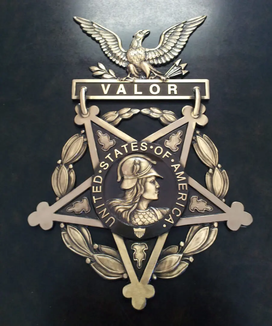 A close up picture of the medal of valor