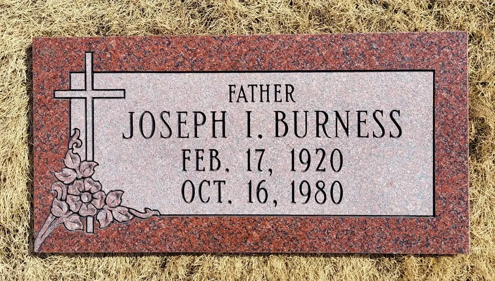 Joseph I Burness Memorial Slab on Hay