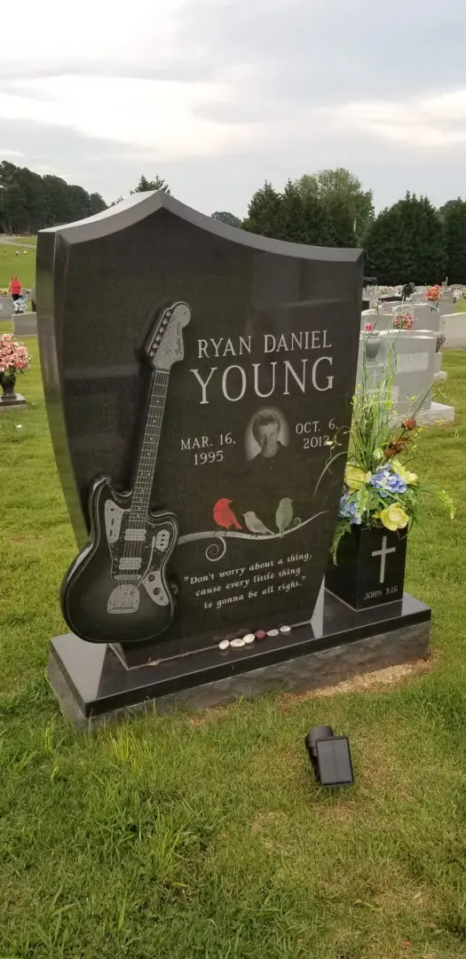 Ryan Daniel Young Memorial Block With Guitar Figure
