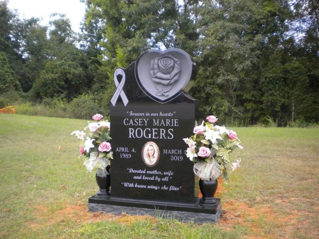 Casey Marie Rogers Memorial Block With Two Vases