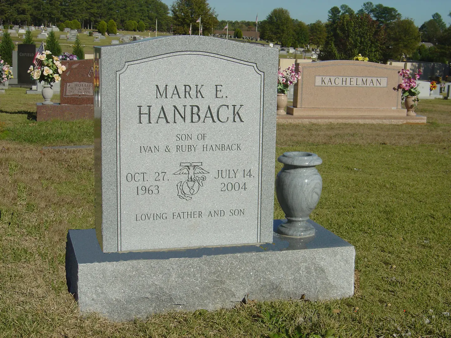 Mark E Hanback Son of Ivan and Ruby Hanback Memorial Block
