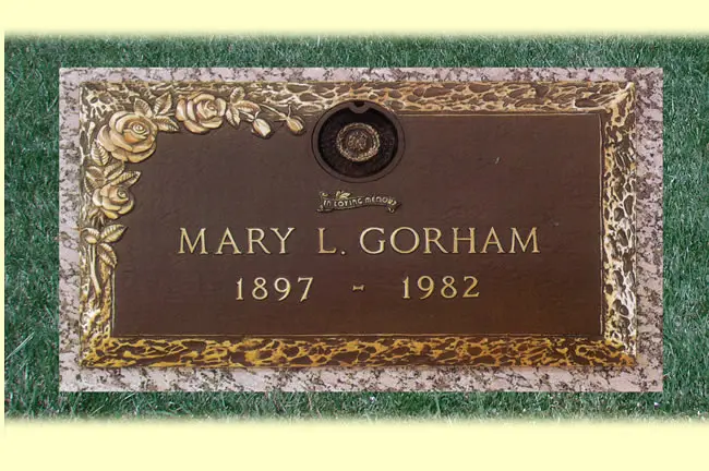 Mary L Gorham Tombstone on Grass