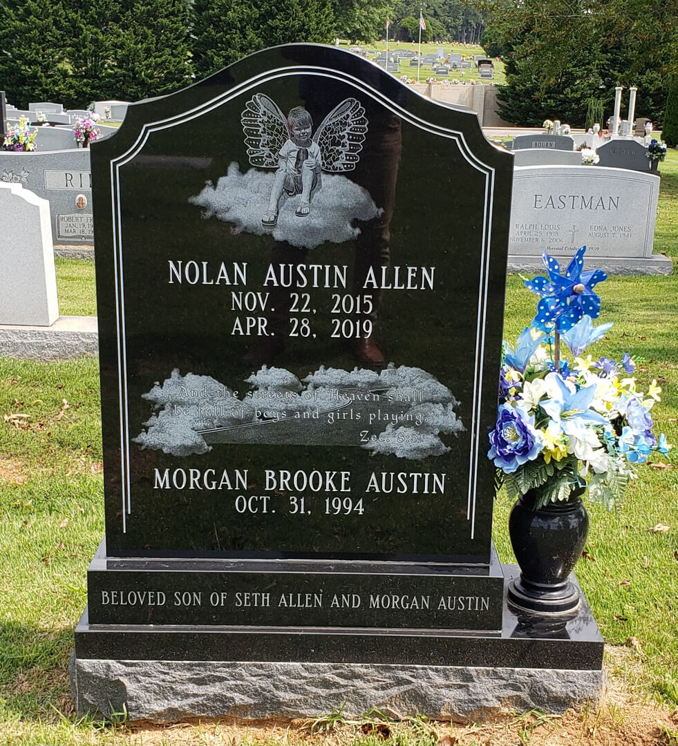 A memorial slab with the name Nolan Austin Allen