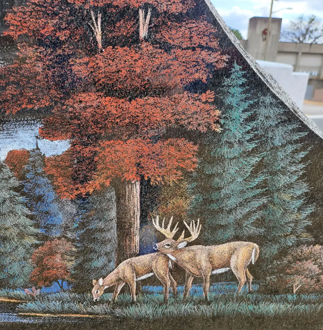A beautiful piece of artwork of a beautiful scene with reindeers