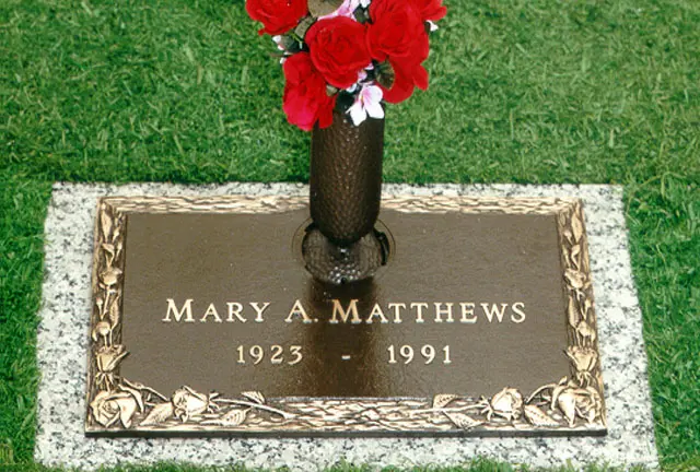 Mary A Matthews Memorial Plaque With a Vase