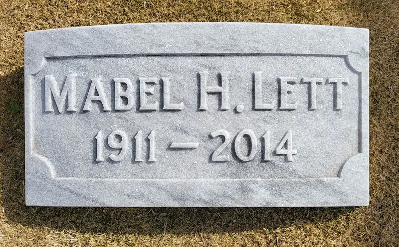 Mabel H Lett Memorial Block in Marble