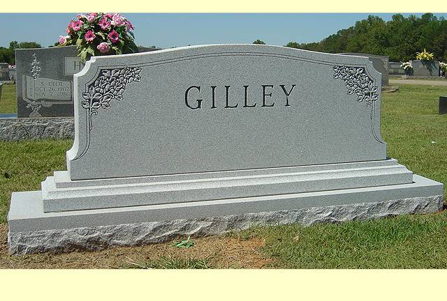 An illustration by the name Gilley on a memorial slab