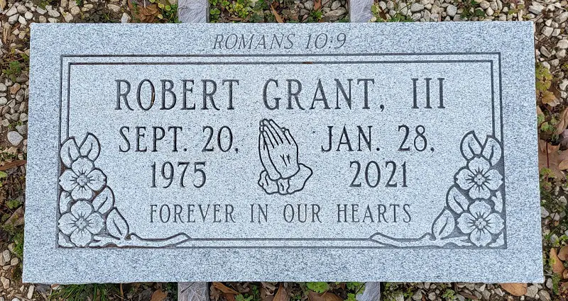 Robert Grant Three on Grey Memorial Slab