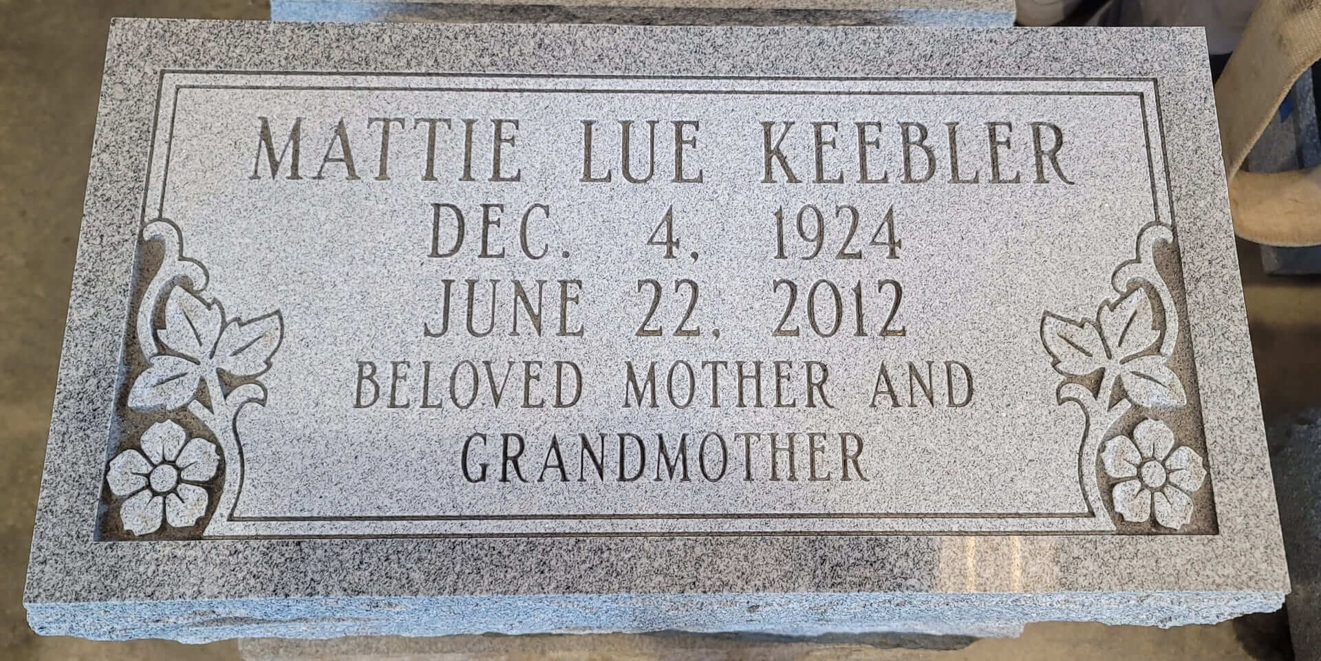 Mattie Lue Keeble Memorial Slab