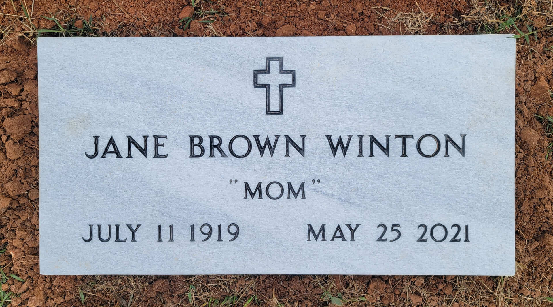 Jane Brown Winton Memorial Slab