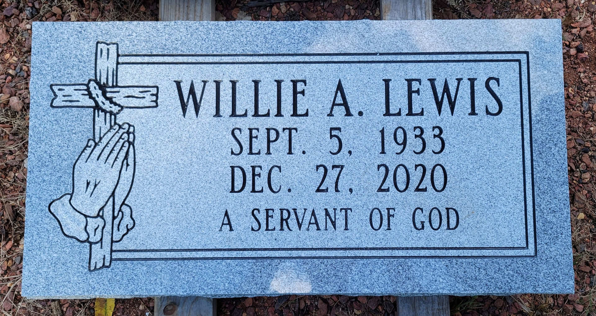 Willie A Lewis Memorial Slab on Soil