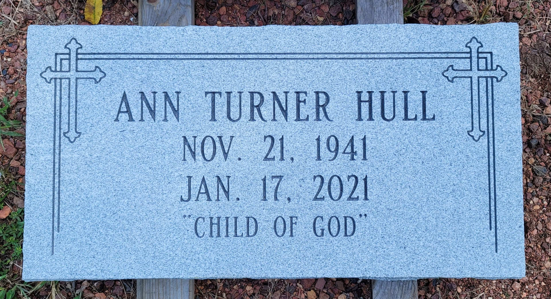 Ann Turner Hull Memorial Slab With Cross