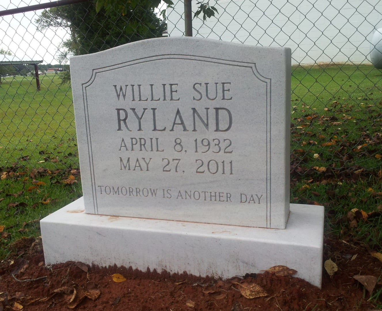 Willie Sue Ryland Memorial Block in Marble