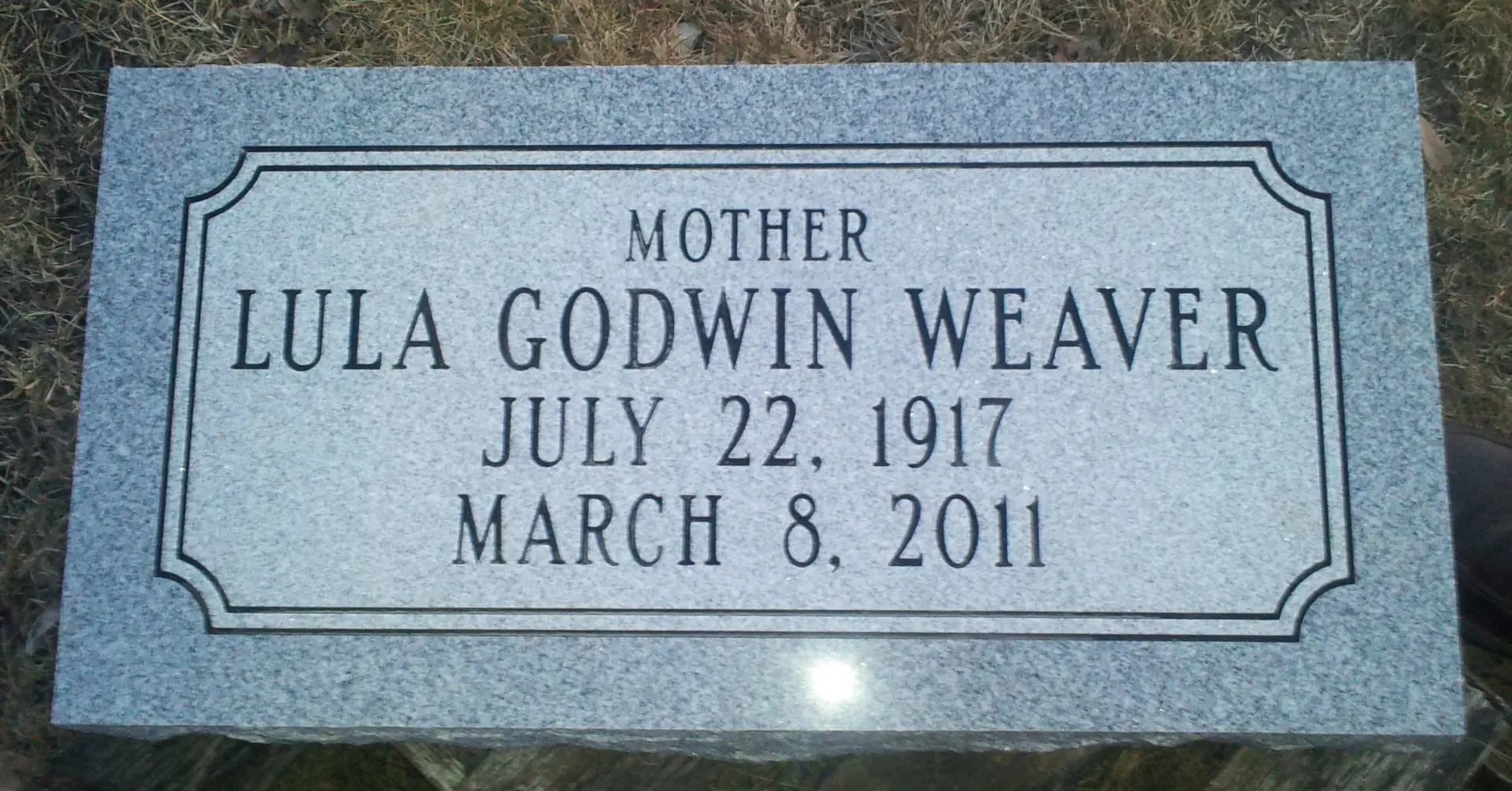 Mother Lula Godwin Weaver Memorial Slab
