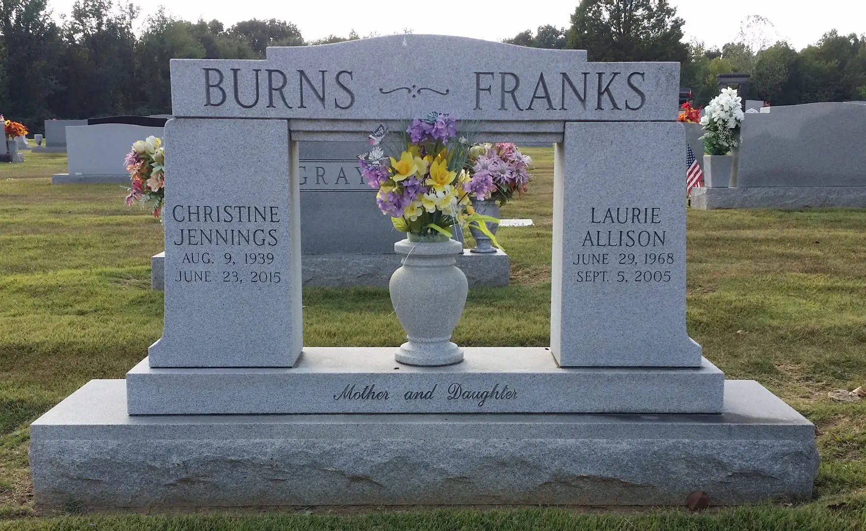 A memorial slab for Christine Jennings and Laurie Allison