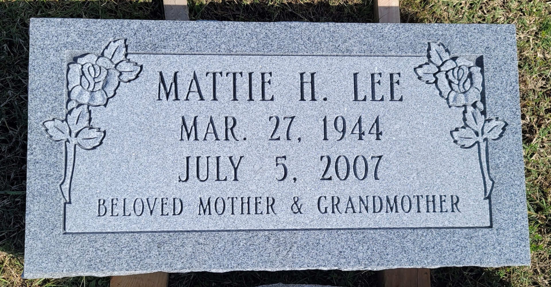 Mattie H Lee Beloved Mother and Grandmother Memorial Slab