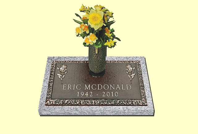 Eric Mcdonald Memorial Plaque With a Vase