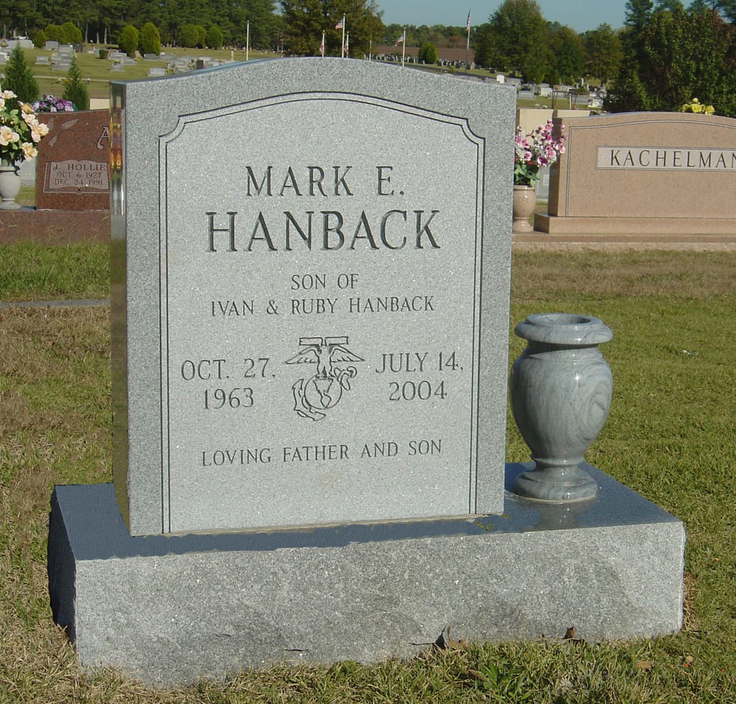 Mark E Hanback memorial Block With Vase