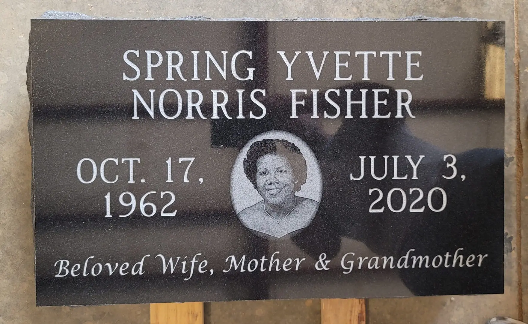 Spring Yvette Norris Fisher Memorial Slab