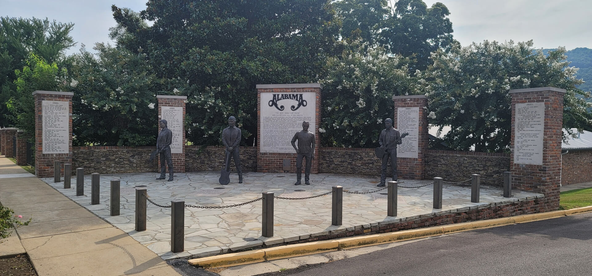 Statues of a musical band with information and details