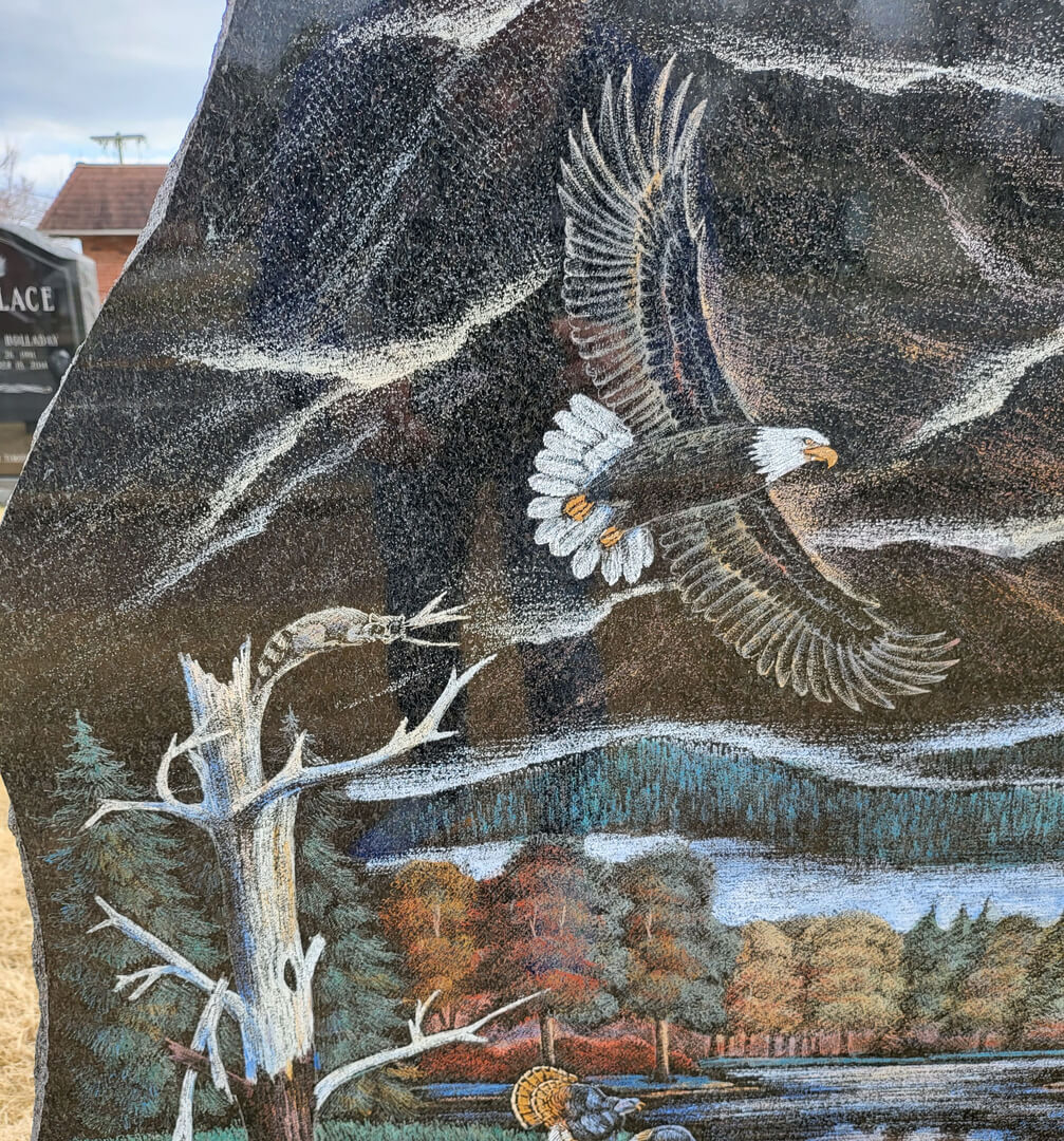 A beautiful piece of artwork of an eagle flying