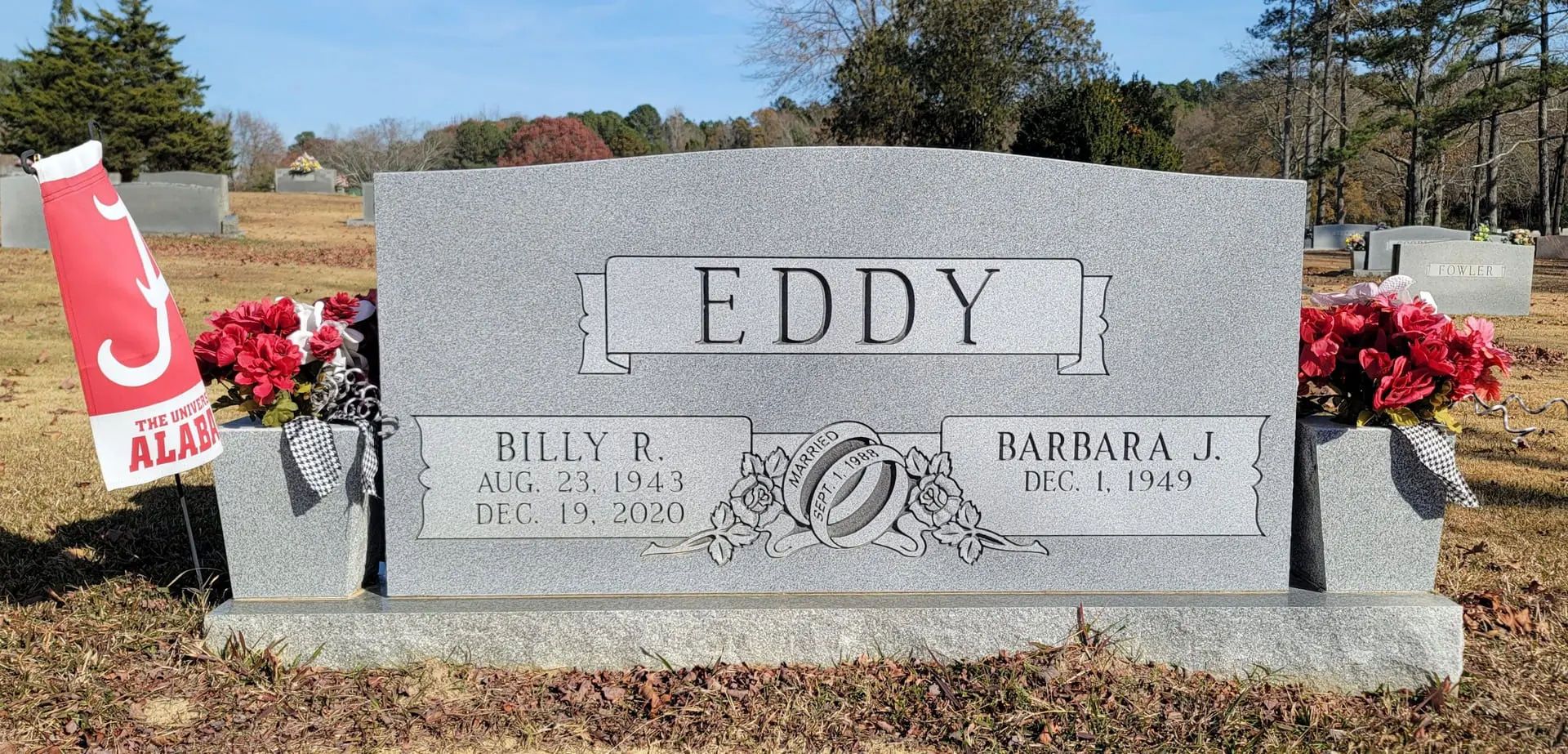A memorial slab for Billy R. and Barbara J.