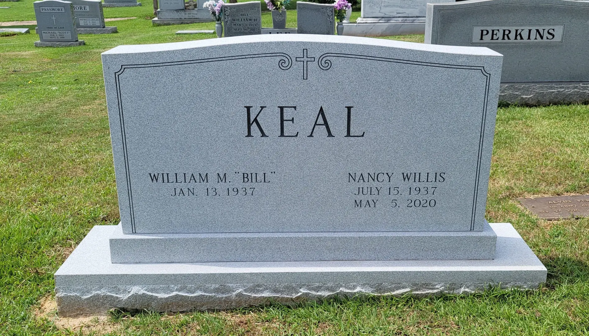 A memorial slab for Willian M. Bill and Nancy Willis