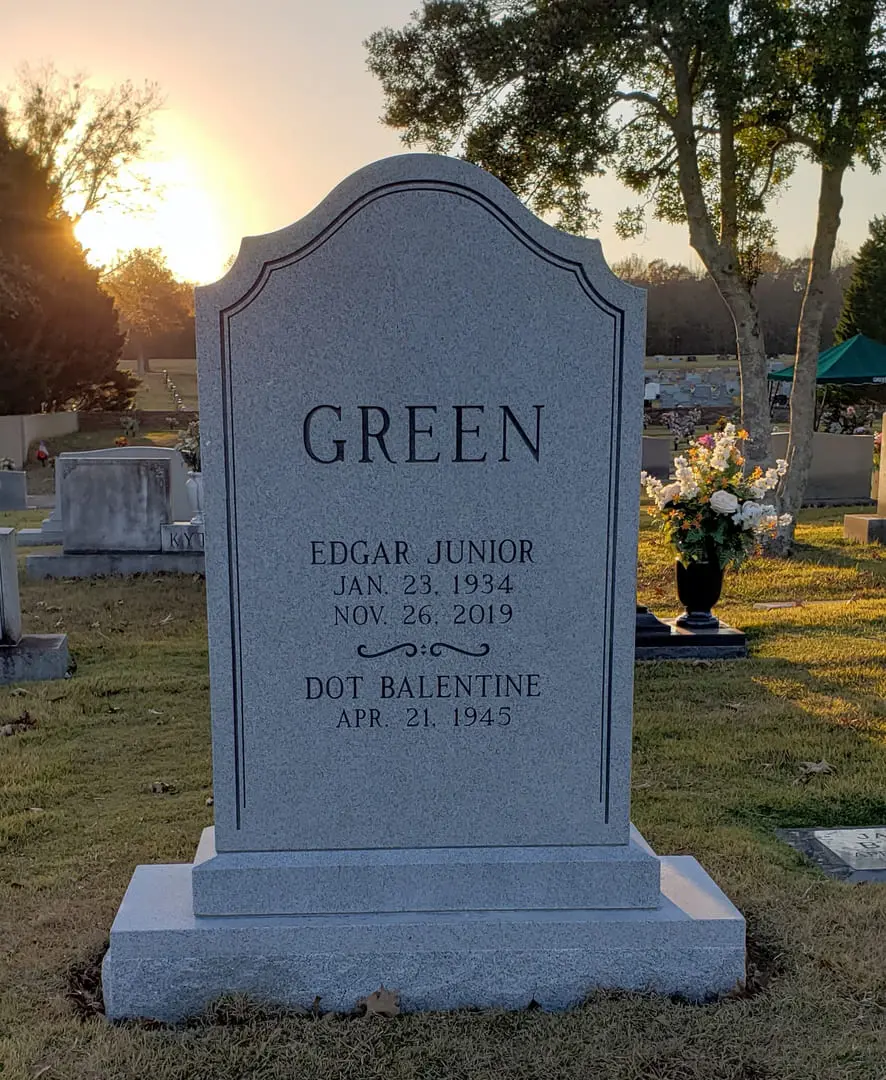 A memorial slab for Edgar Junior and Dot Balentine