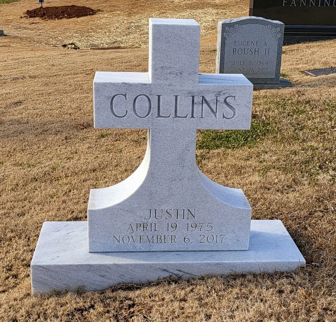 Collins Justin Tombstone in Cross Shape