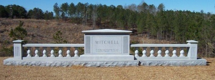 A memorial slab with the name Mitchell at the graveyard