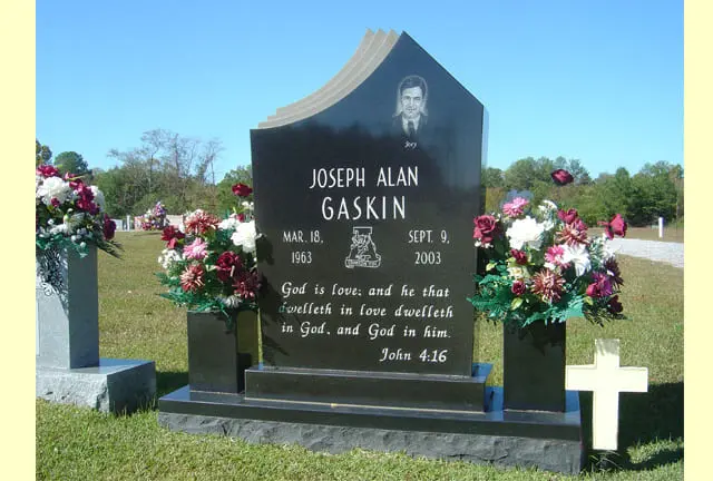 Joseph Alan Gaskin Memorial Block WIth Two Vases