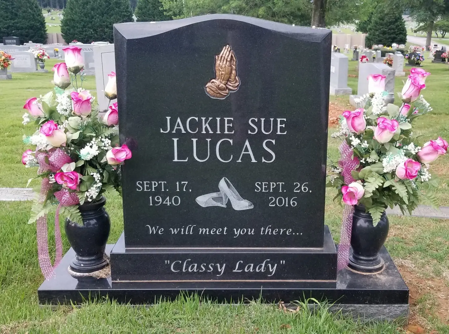 Jackie Sue Lucas Memorial Block With Heels Engraved