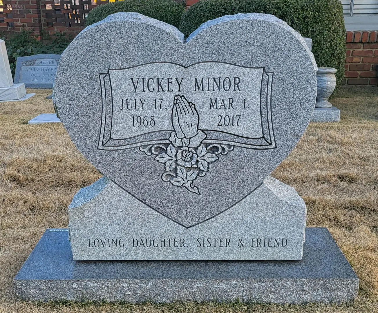 Vickey Minor Heart Shaped Memorial Block