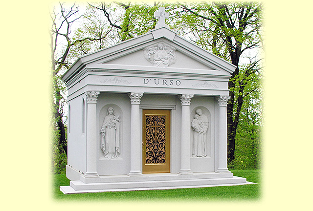 A beautiful crafted mausoleum with the name Durso