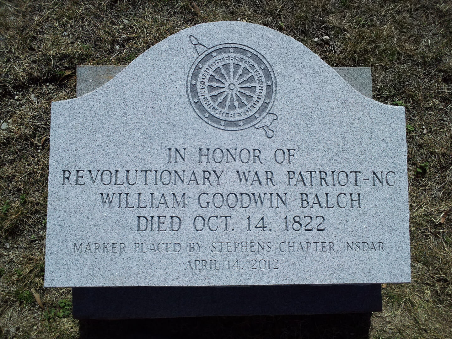 A memorial slab with the name William Goodwin Balch
