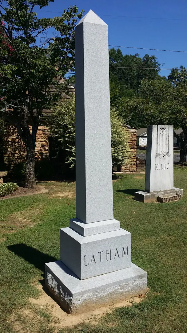 A memorial long tombstone in the name of Latham
