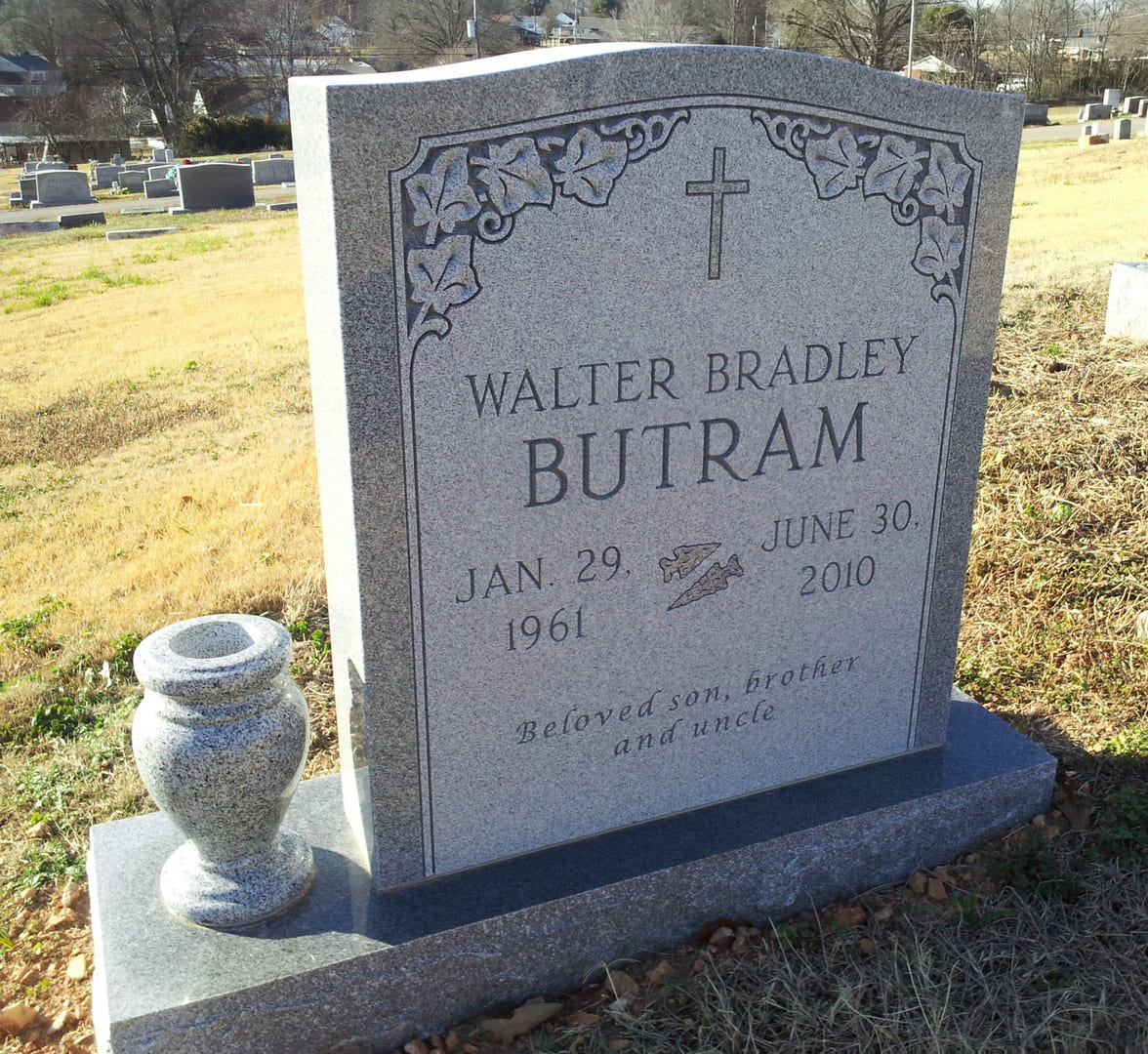 A memorial slab for Walter Bradley Butram