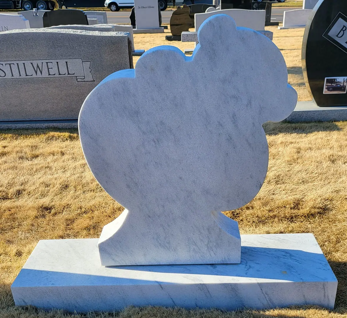 A perfectly carved stone and marble memorial slab