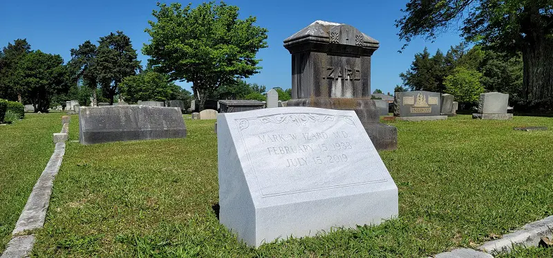 A White Marble Block in a Cemetery