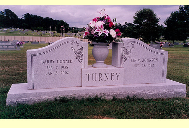 A memorial slab for Barry Donald and Linda Johnson