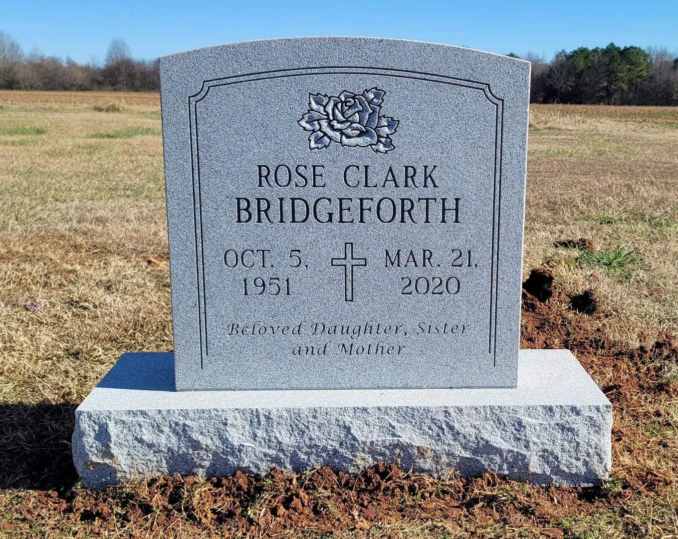 A memorial slab for Rose Clark Bridgeforth