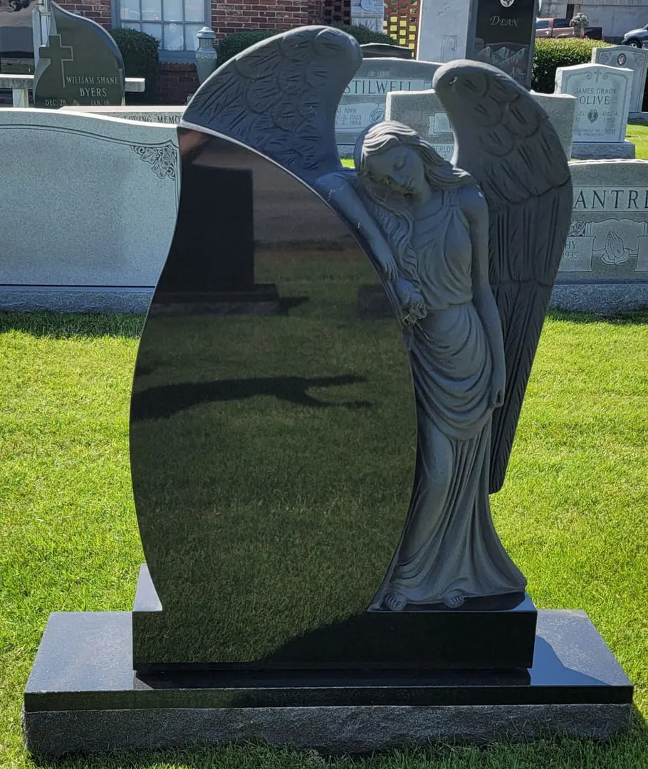 A beautiful memorial slab design with an angel with wings