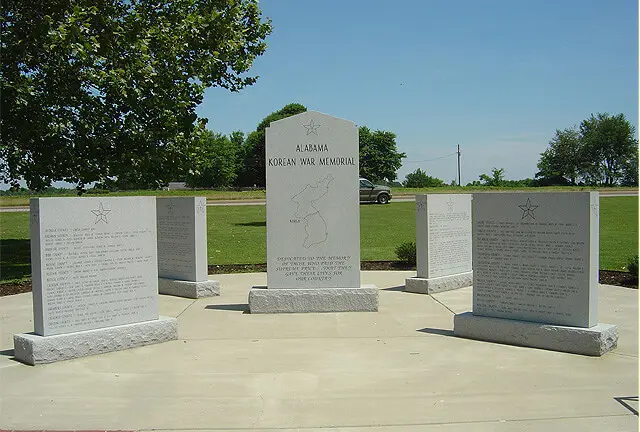 A memorial slab in the name of Alabama Korean war