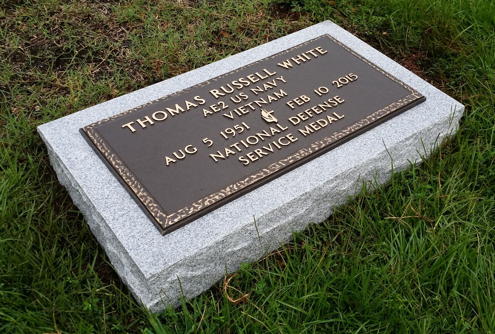 Thomas Russell White Memorial Plaque Copy