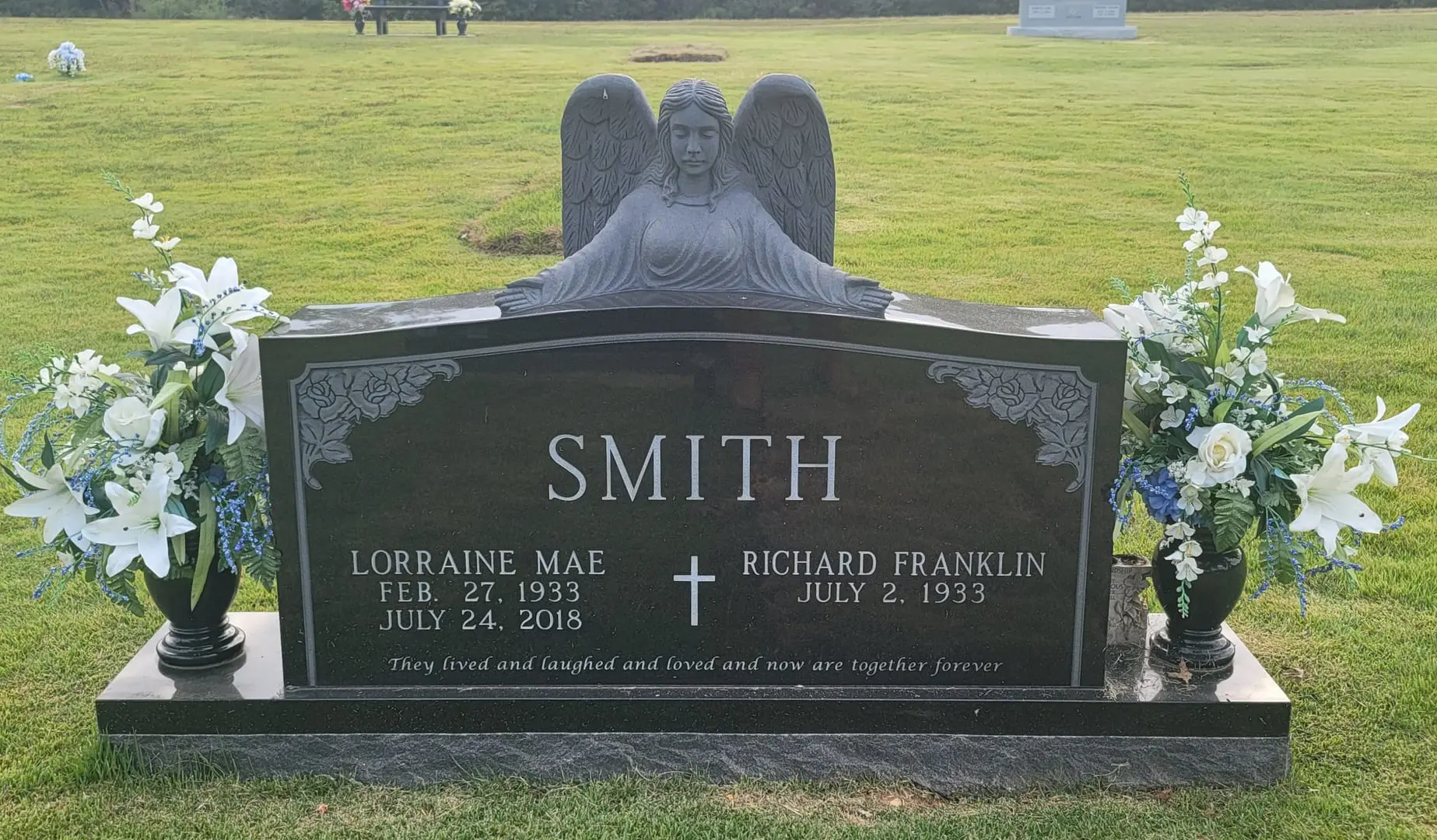 A memorial slab for Lorraine Mae and Richard Franklin