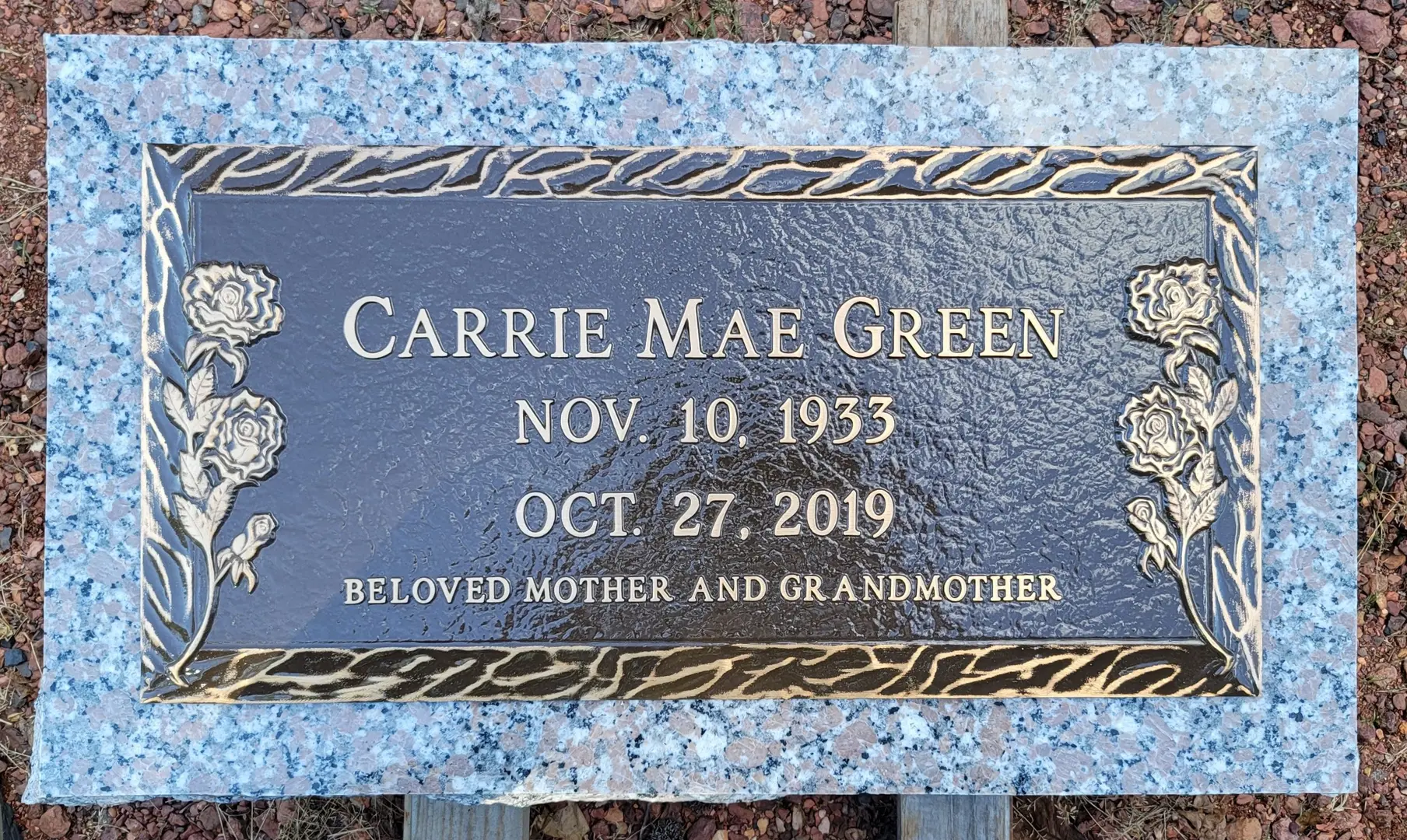 Carrie Mae Green Memorial Plaque