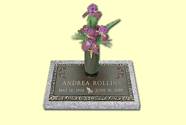 Andrea Rollins Memorial Plaque WIth a Vase