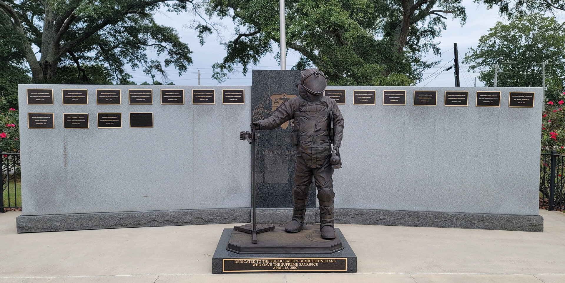 A statue of a war soldier wearing a protective gear