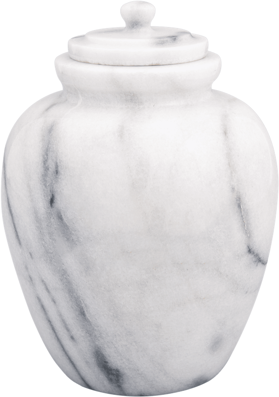 A beautifully unique design urn in white marble