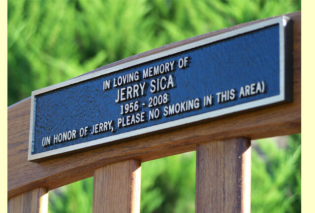 A memorial slab with the name Jerry Sica